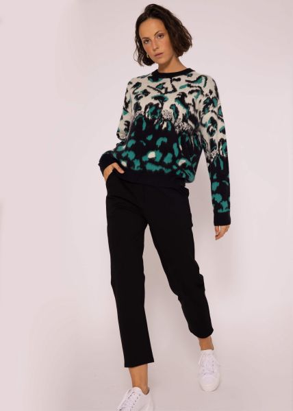 Strickpullover mit Leopard-Muster - grün