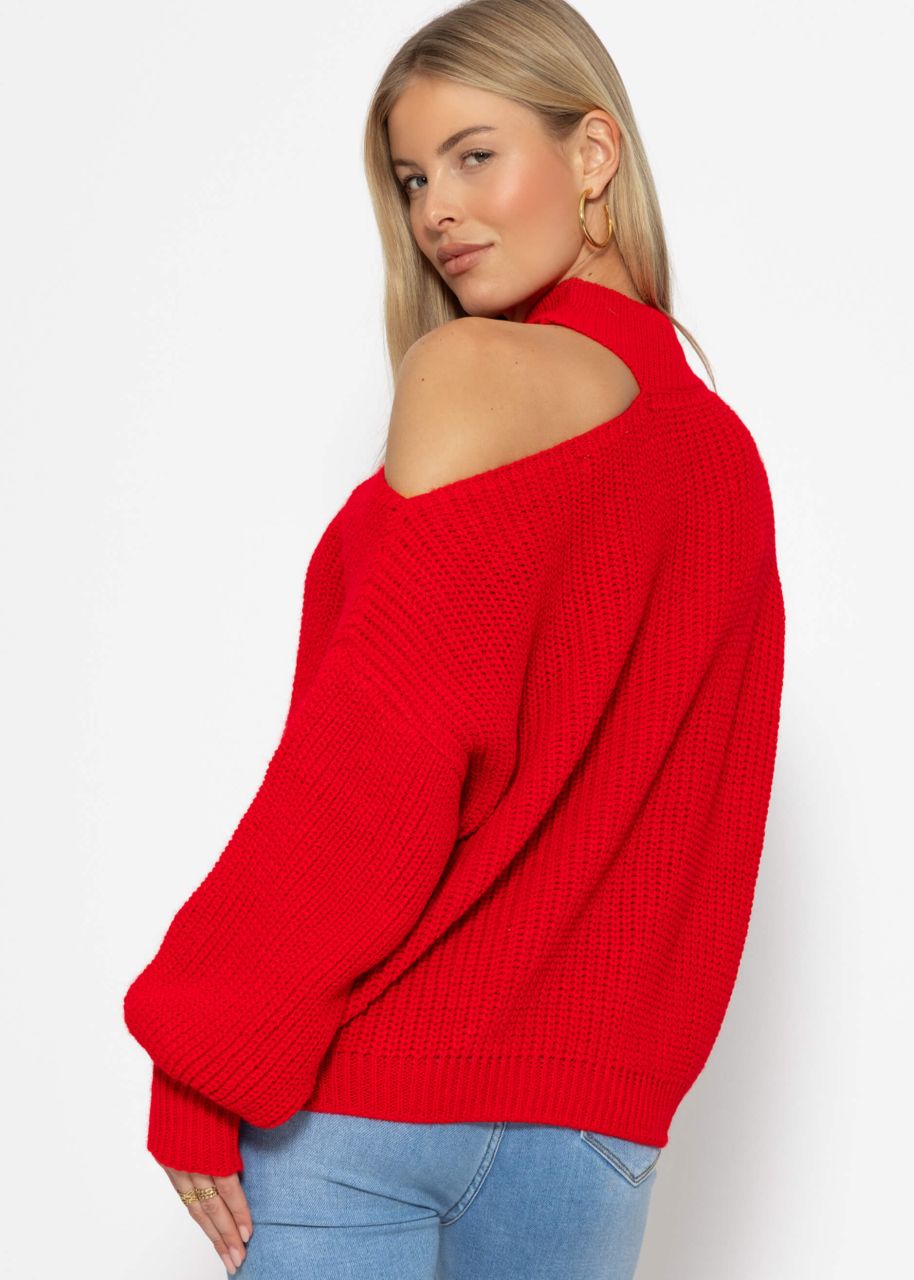 Oversize Cut-Out Pullover - rot