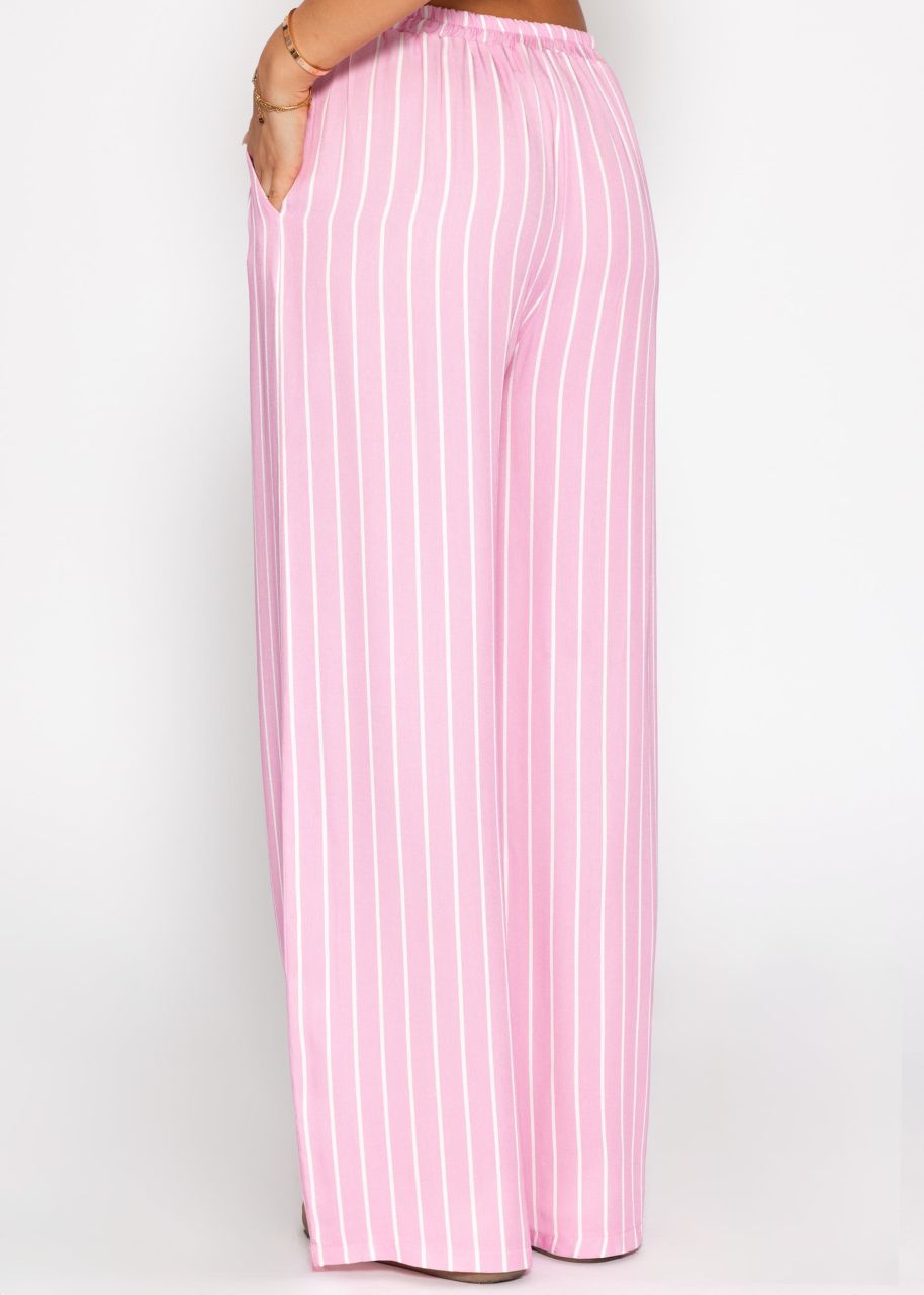 Gestreifte Hose mit weitem Bein - rosa