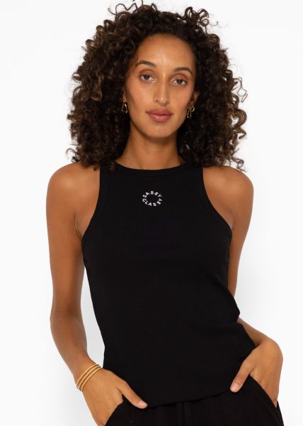 Tank Top mit Stickerei - schwarz