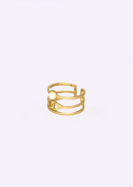 Dreigliedriger Ring mit Jadestein, gold