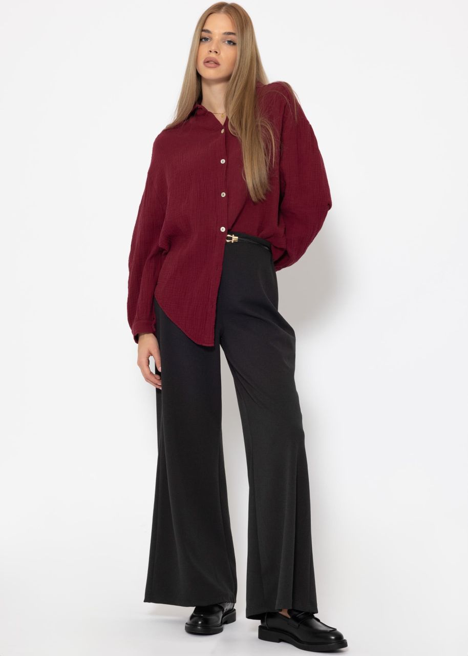 Musselin Bluse oversize, kurz, dunkelrot