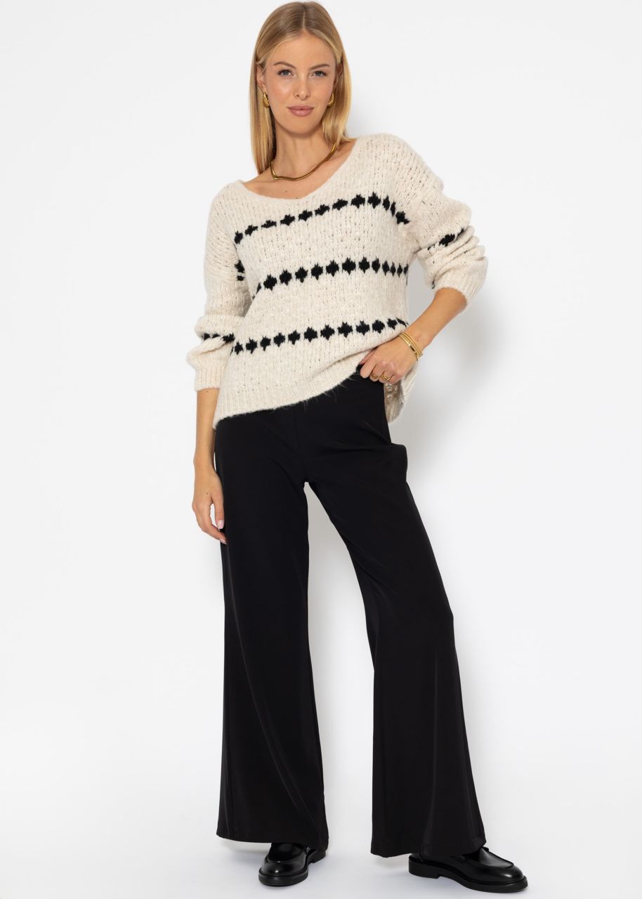 Pullover mit Fantasie-Streifenmuster - offwhite