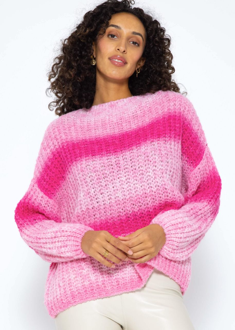 Strickpullover mit Farbverlauf - rosa