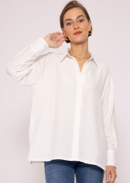 Lässige Viskose Bluse mit Schlitzen, weiß