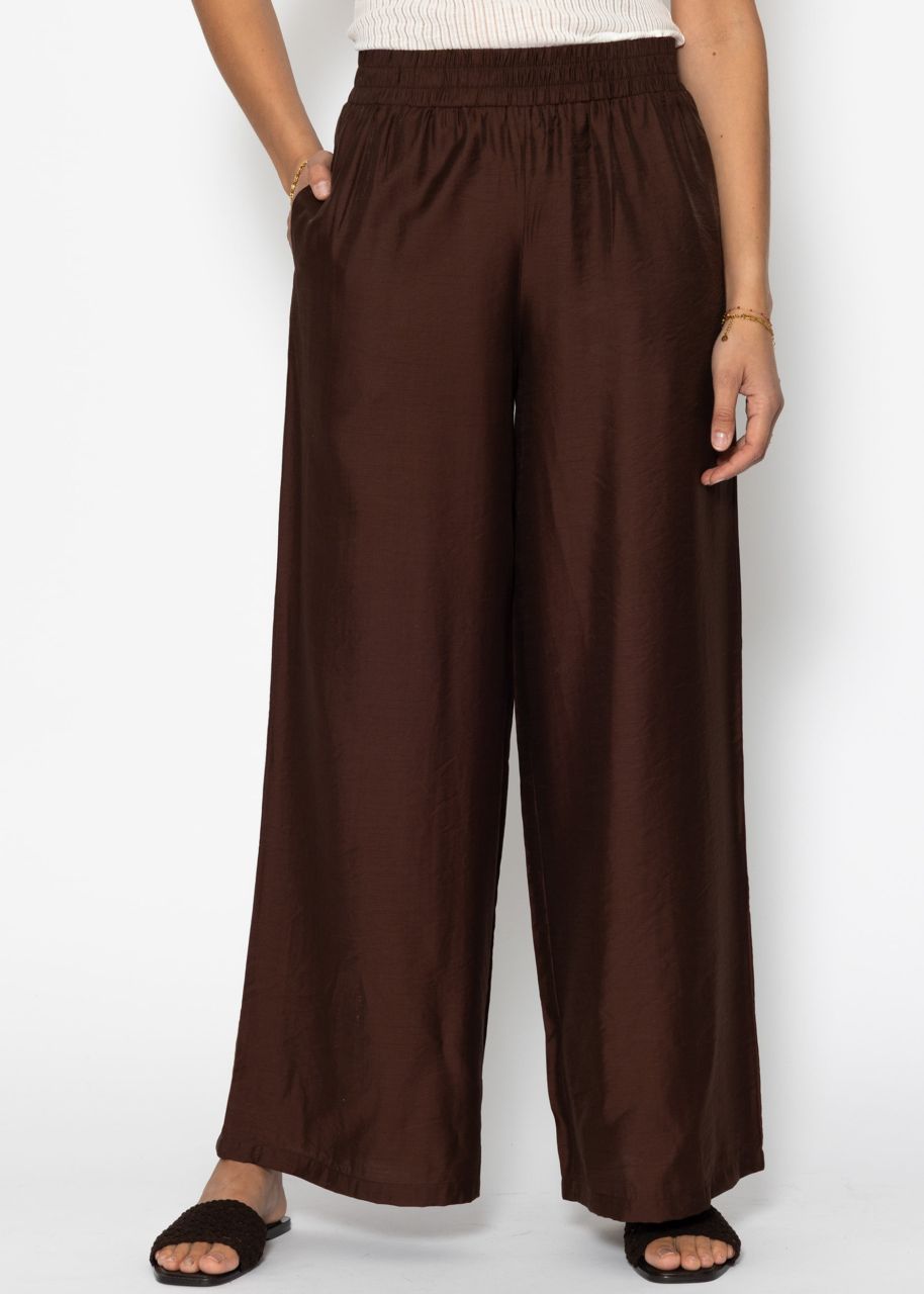 Glänzende Stoffhose mit geradem Bein - braun