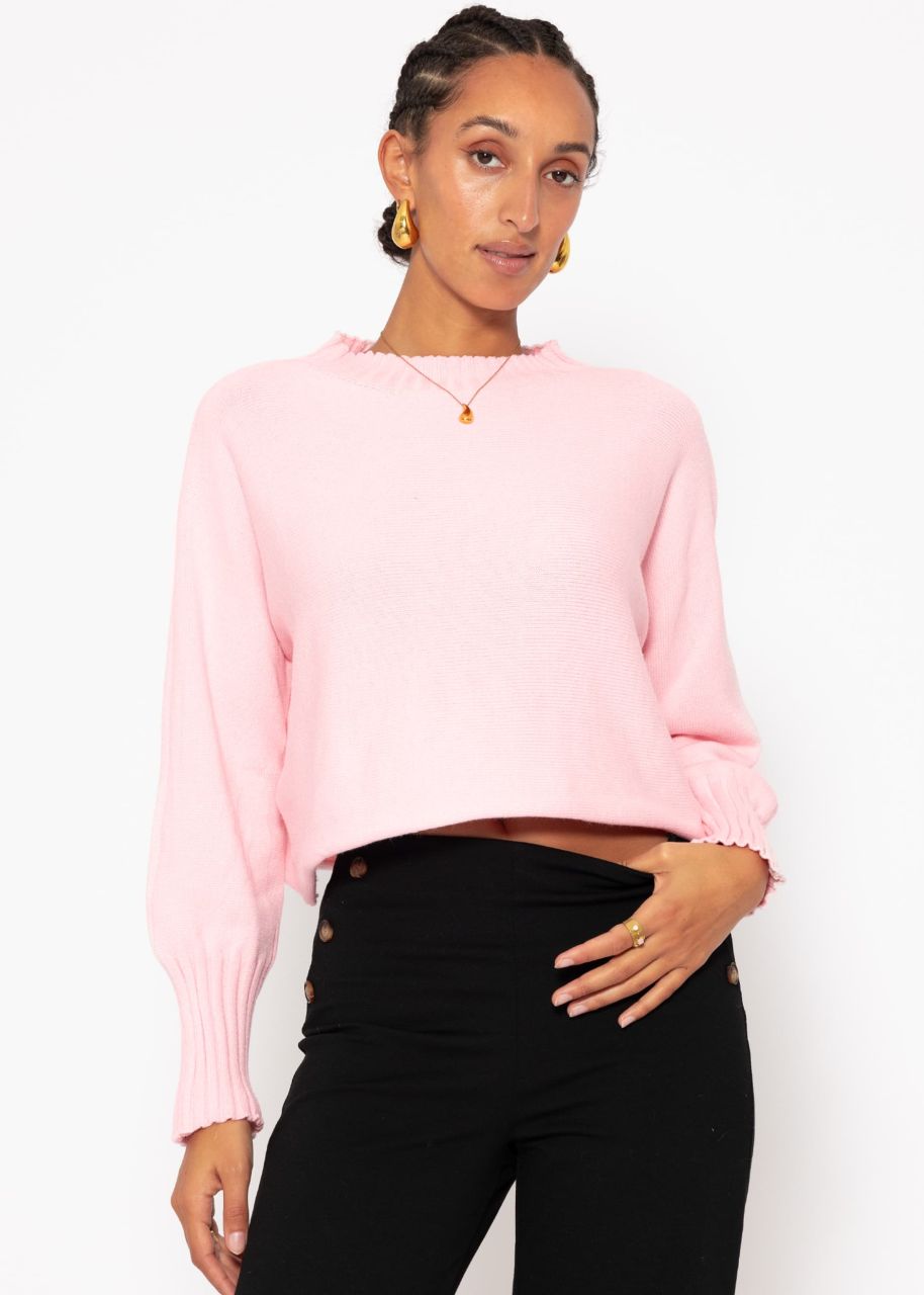 Lässiger Crop Pullover - rosa