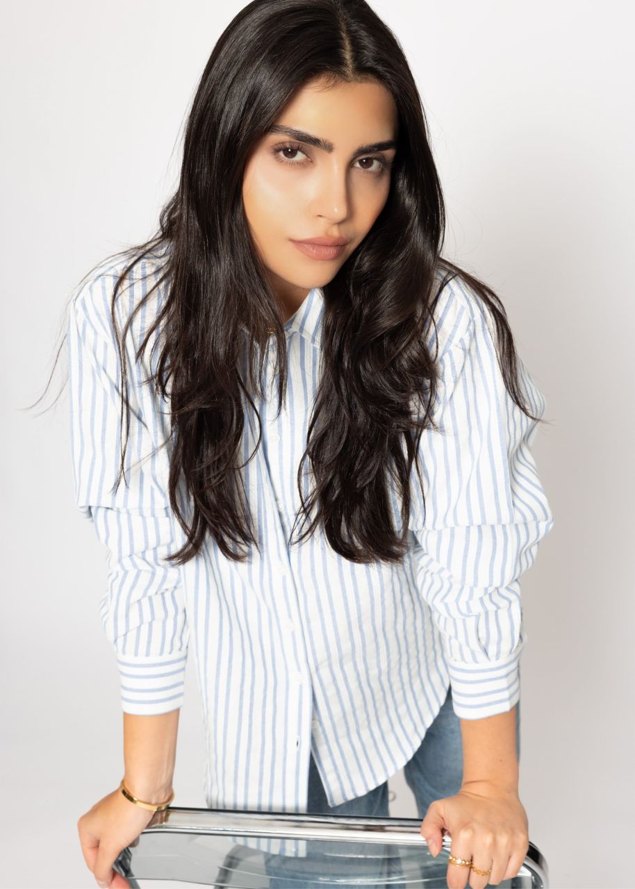 Gestreifte Hemdbluse - blau