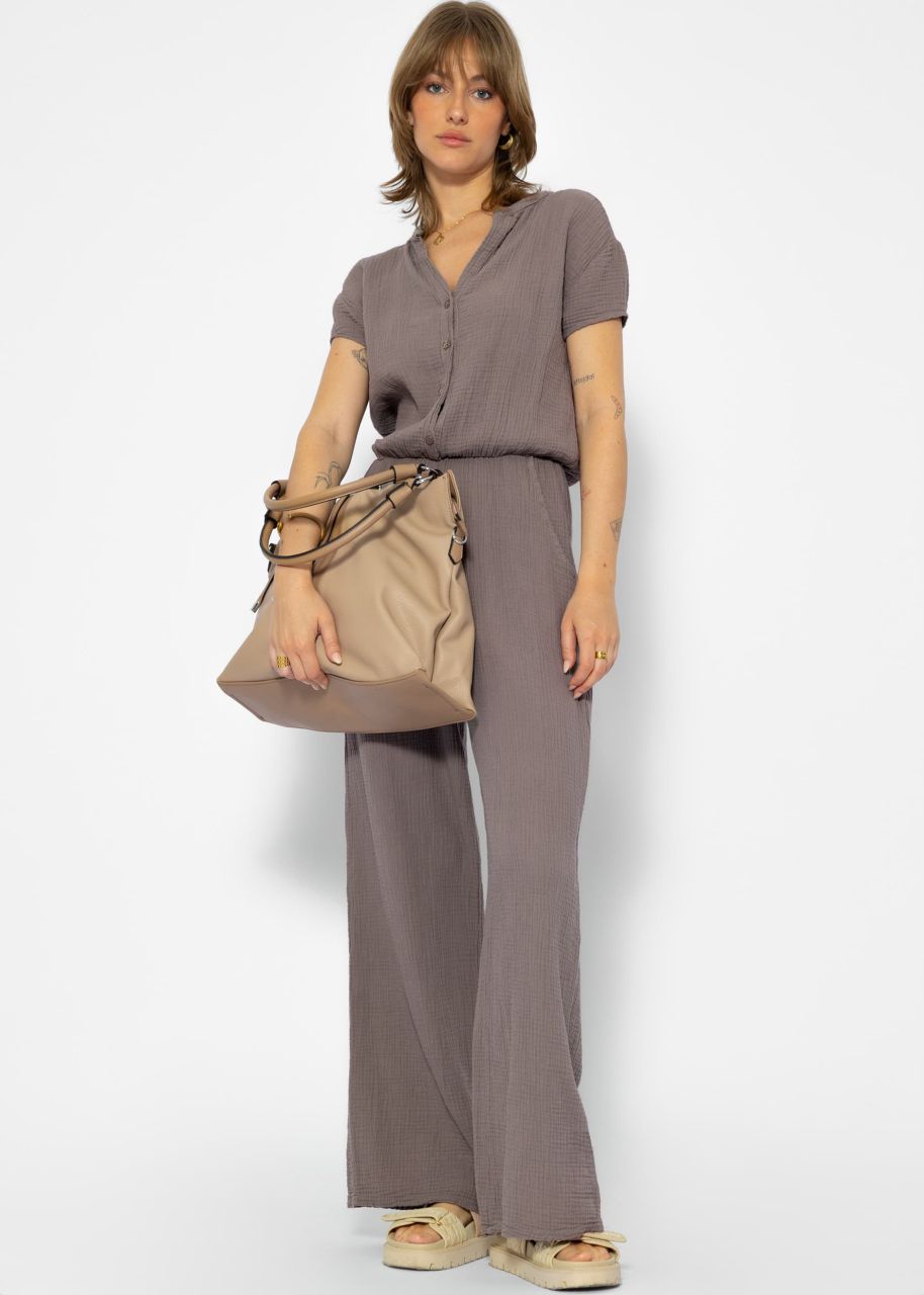 Casual Musselin Jumpsuit - taupe