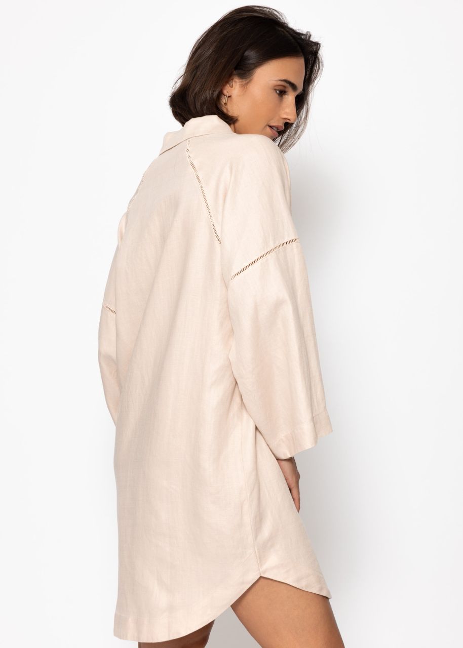 Leinen Kleid mit Knopfleiste - creme