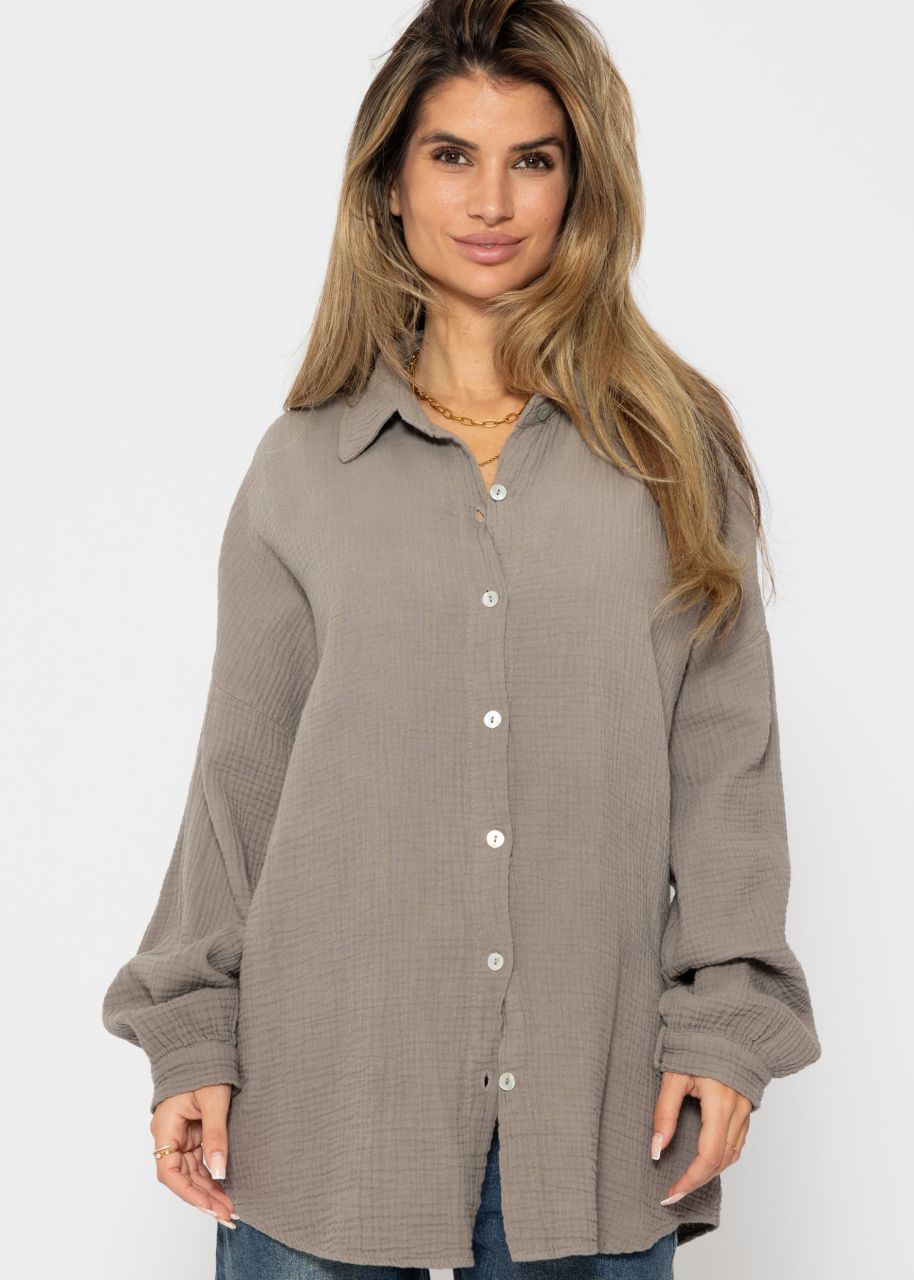 Musselin Bluse im Regular Fit - taupe