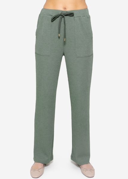 Casual Pants in Waffelpiqué - grün