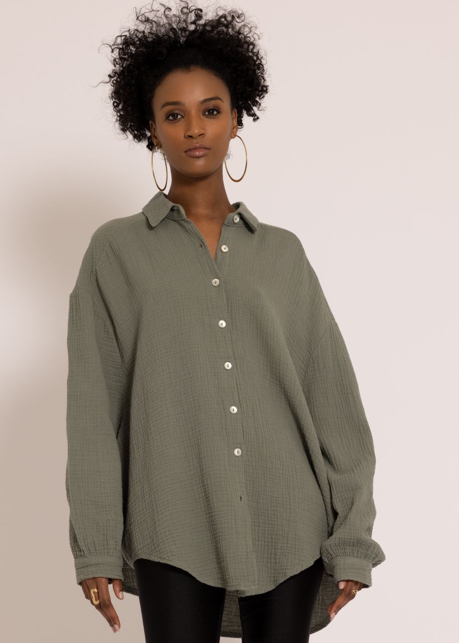 Ultra oversize Blusenhemd, kürzere Variante,khaki