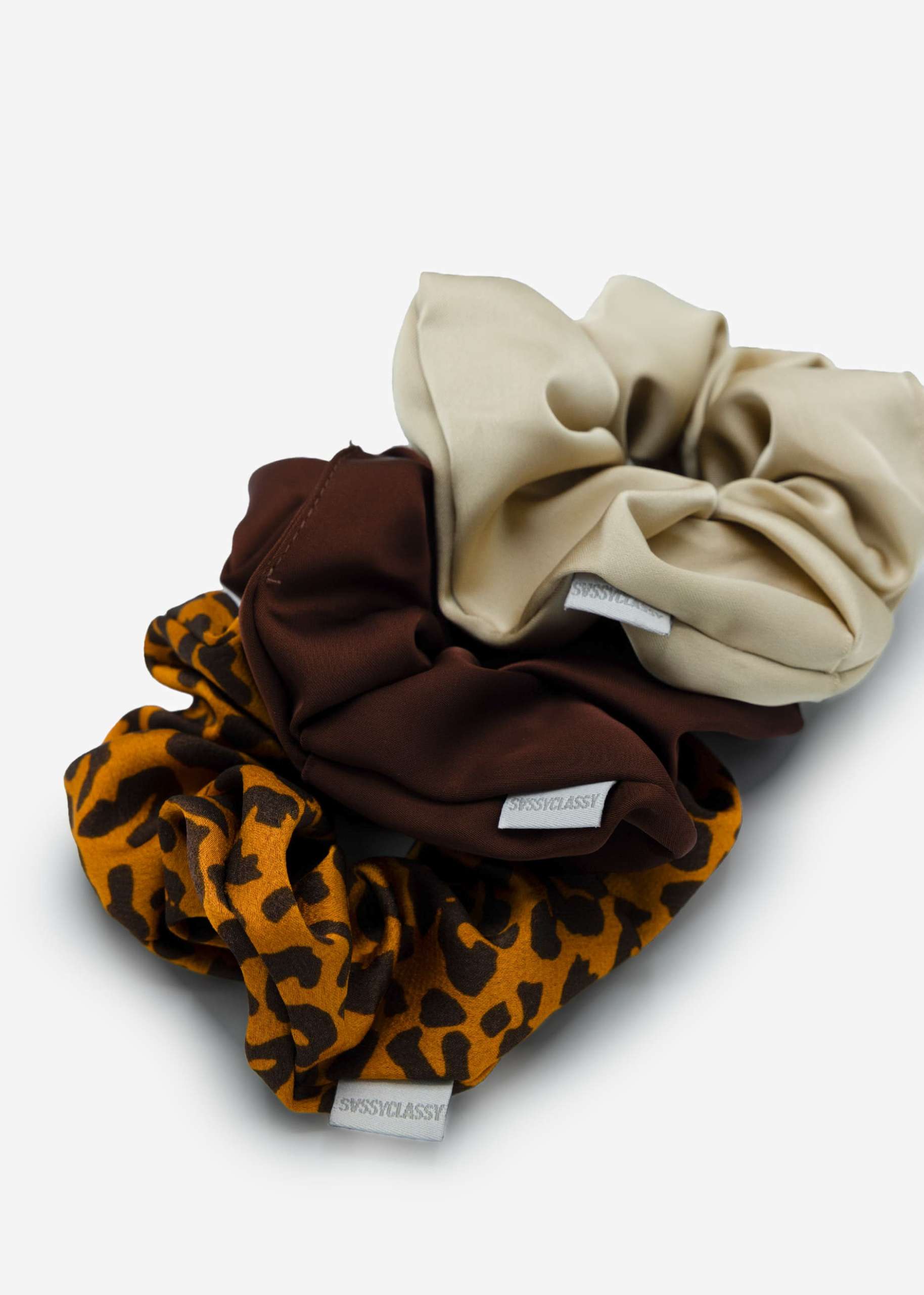 3er Set Scrunchies - leo-braun-champagner