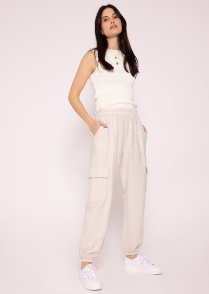 Schimmernde Cargo Hose, beige