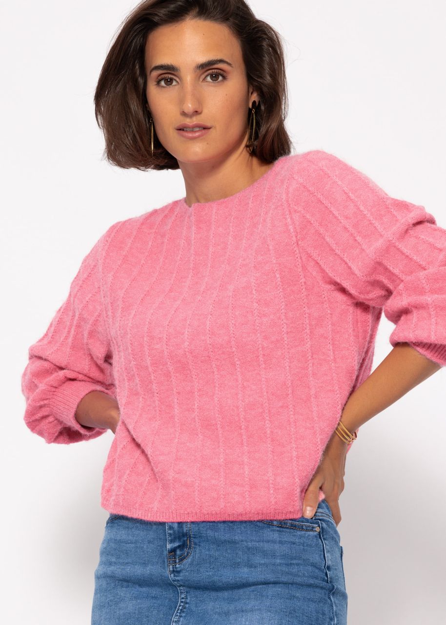 Längs gerippter Pullover - pink