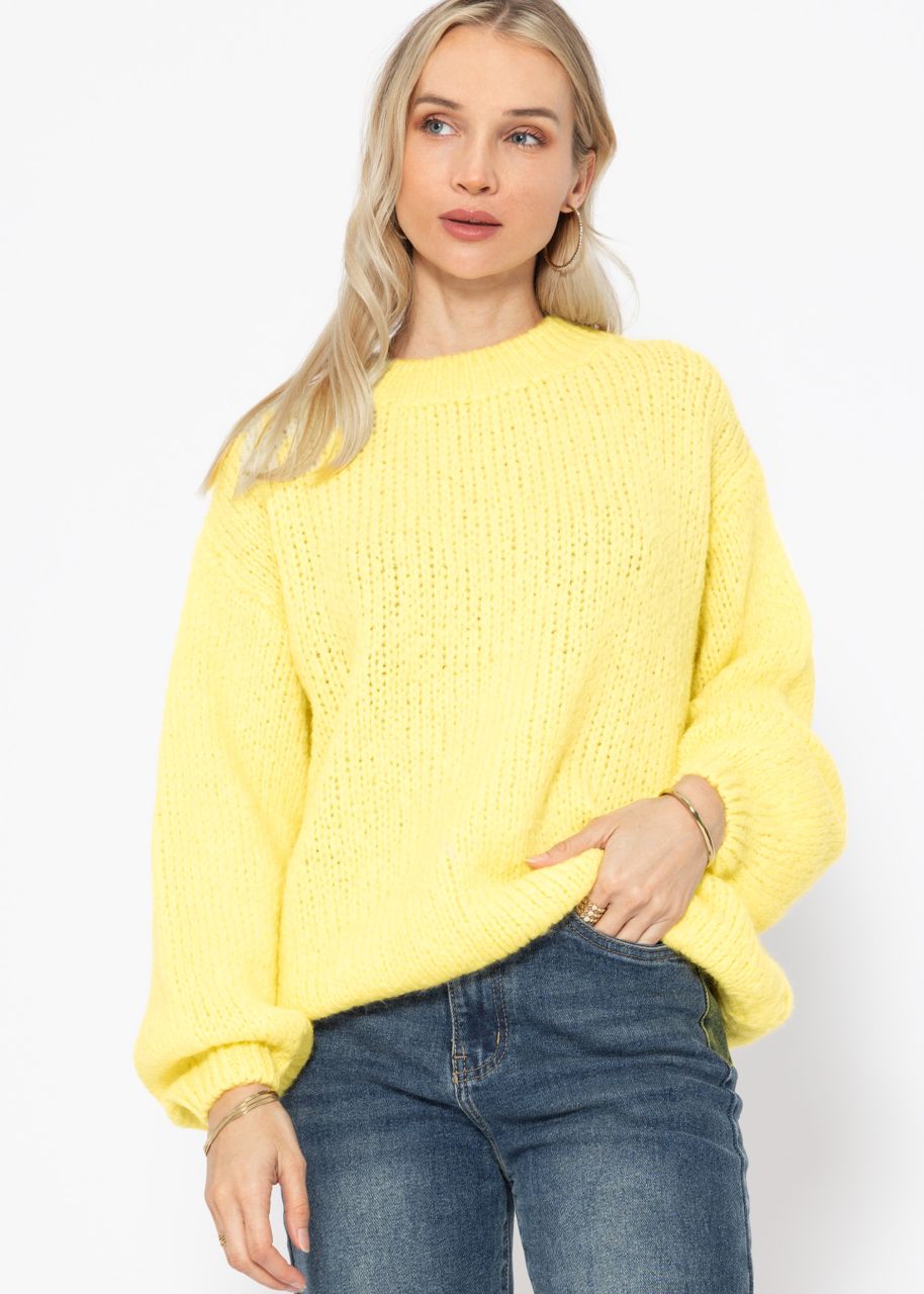 Oversize Pullover mit Rundhals-Ausschnitt - vanillegelb