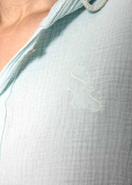 Musselin Bluse mit Hoodie, pastellgrün