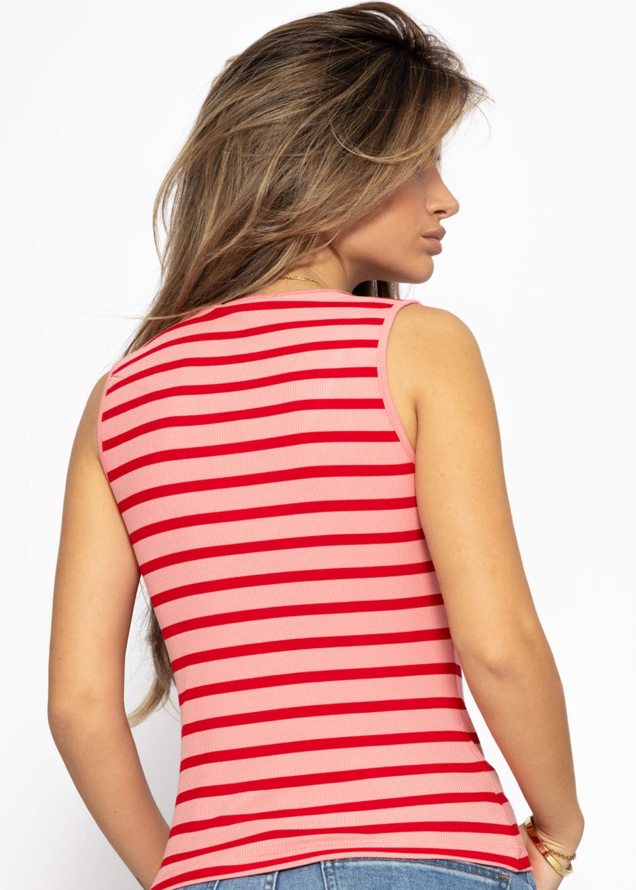 Gestreiftes Tank Top - rosa-rot