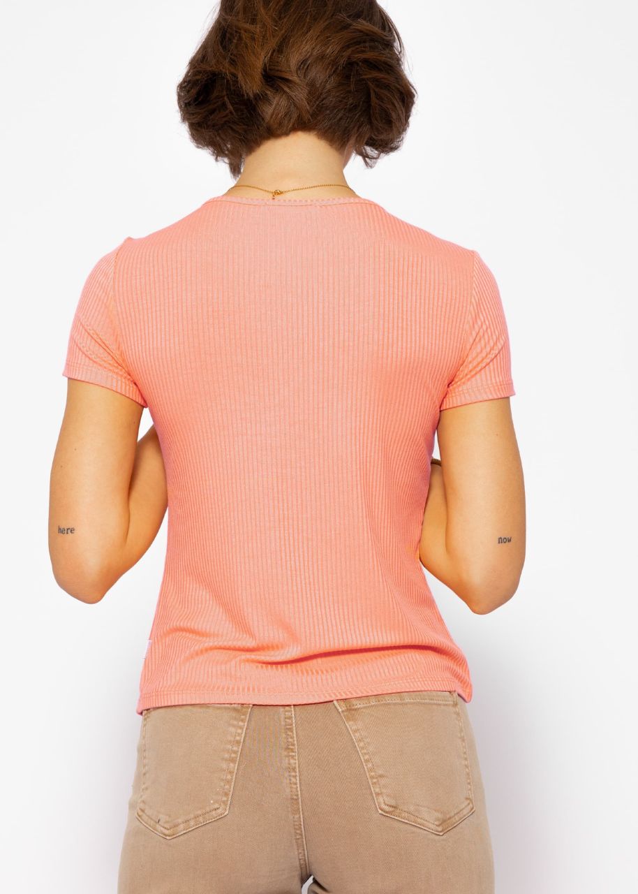 Geripptes T-Shirt - peach