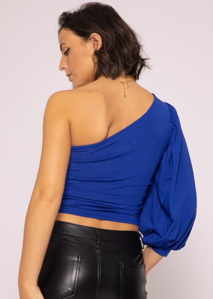 Asymmetrisches Shirt mit Raffung, blau