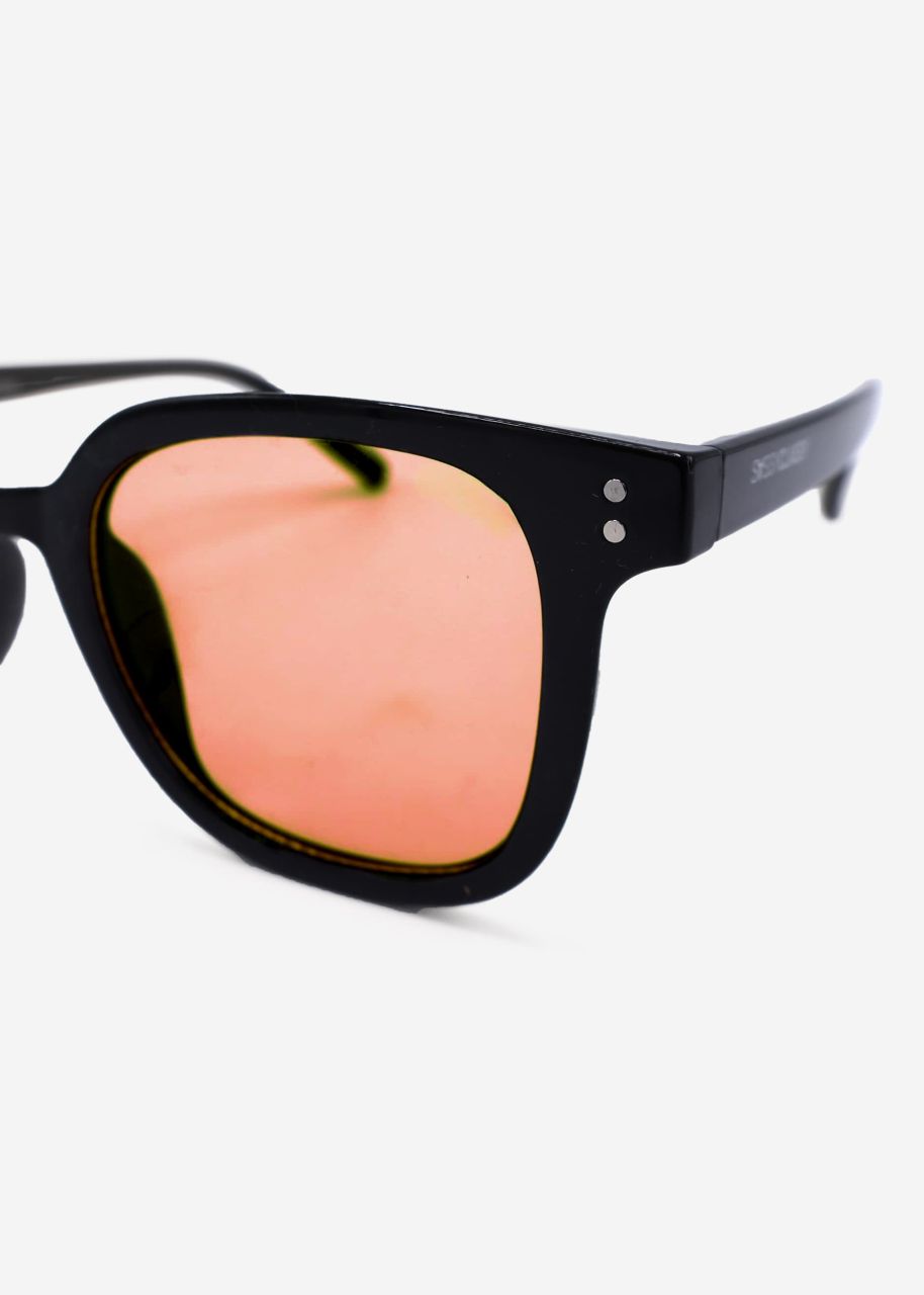 Schwarze Sonnenbrille mit orange getönten Gläsern - schwarz