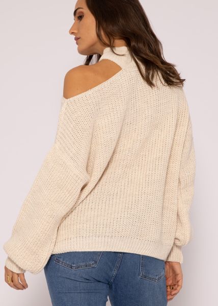 Oversize Cut-Out Pullover - beige