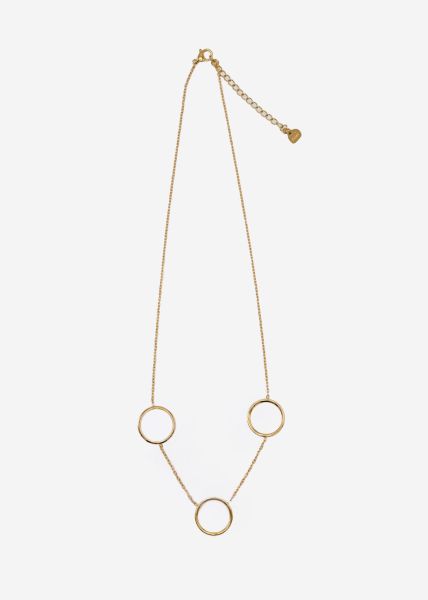 Halskette mit 3 Kreisen, gold