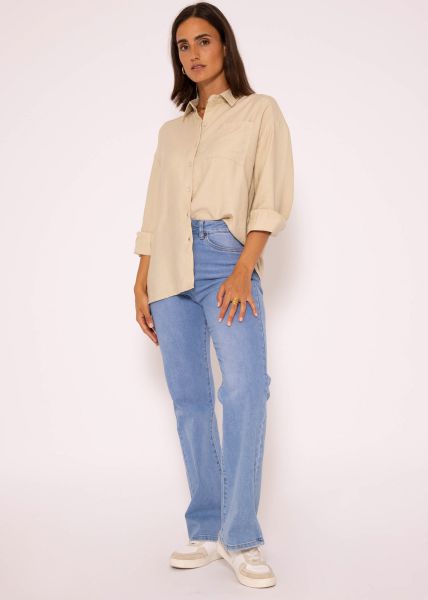 Schimmernde Viskosebluse, beige