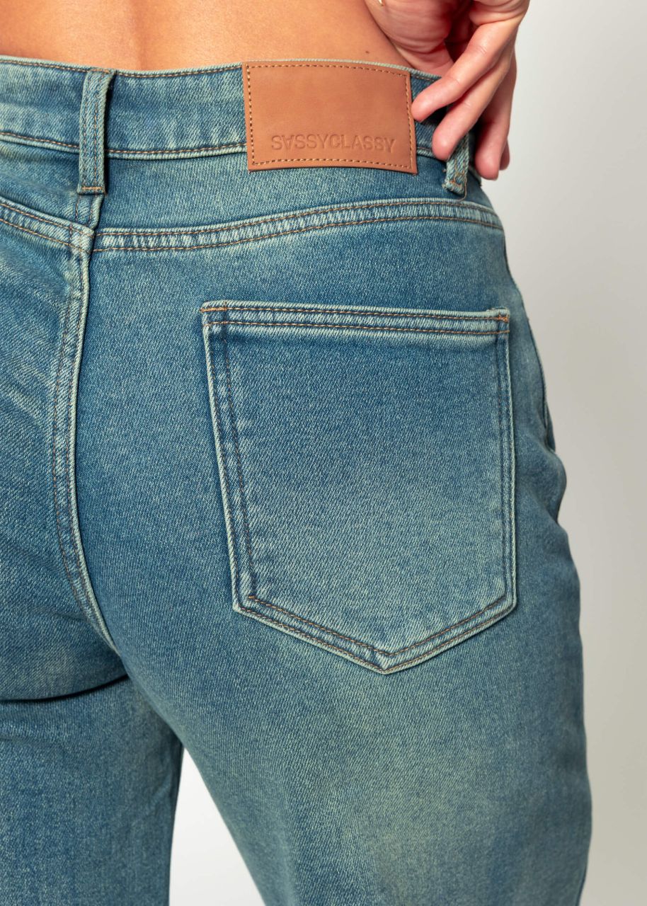 Thermo Jeans mit weitem Bein - blau