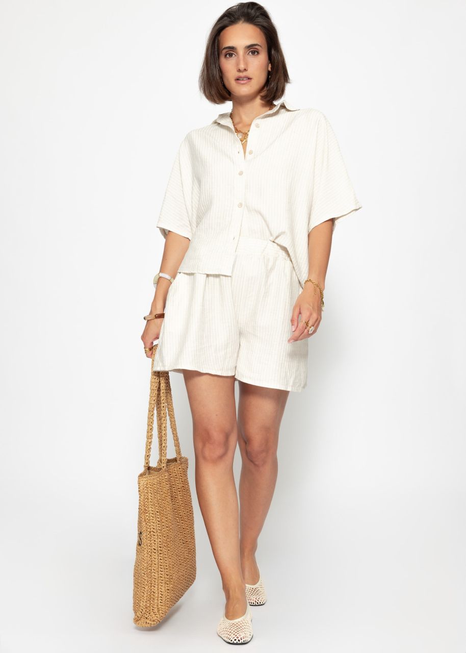 Gestreifte Bluse - hellbeige
