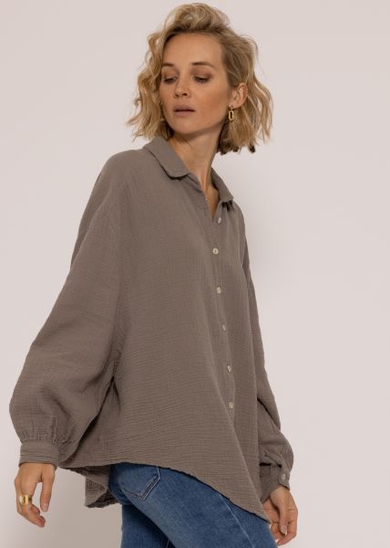 Ultra oversize Blusenhemd, kürzere Variante, taupe