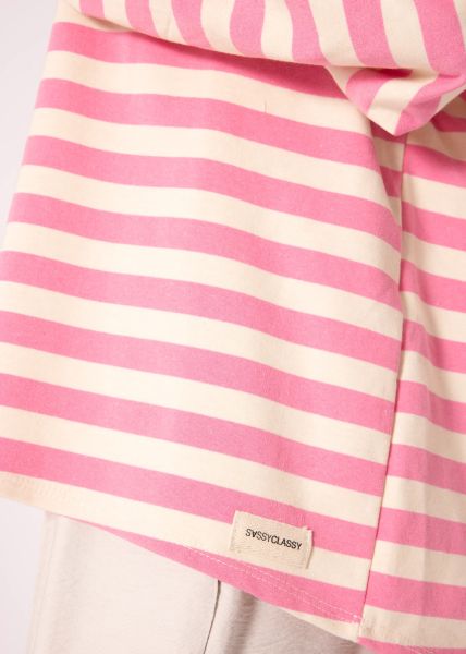 Legeres Langarm-Shirt mit Rip Bündchen, rosa/offwhite