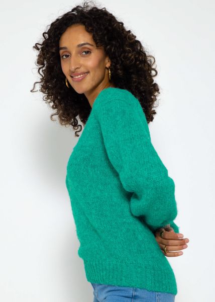 Pullover mit Spitzen-Ausschnitt - grün