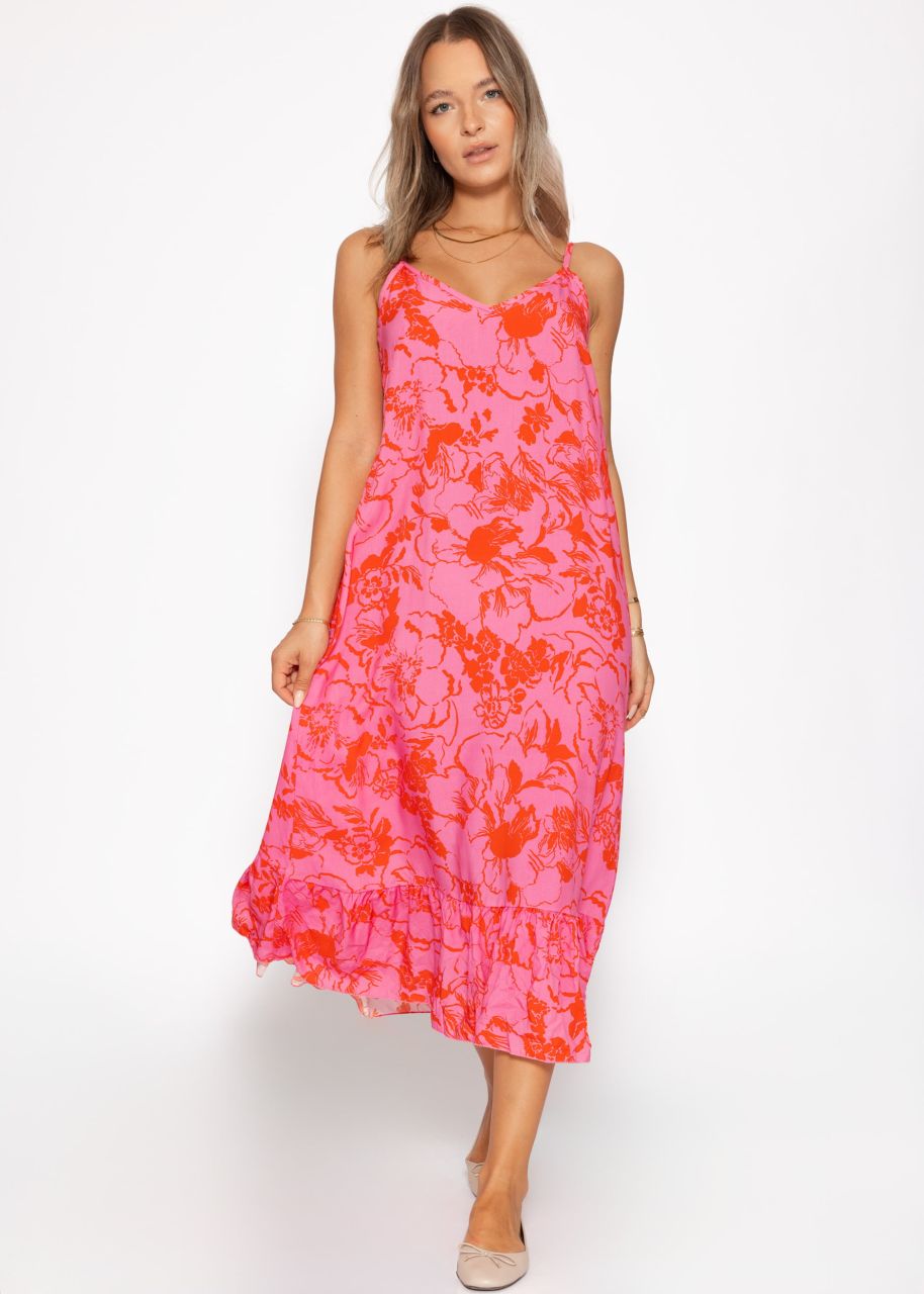 Maxikleid mit Blumen-Print - pink