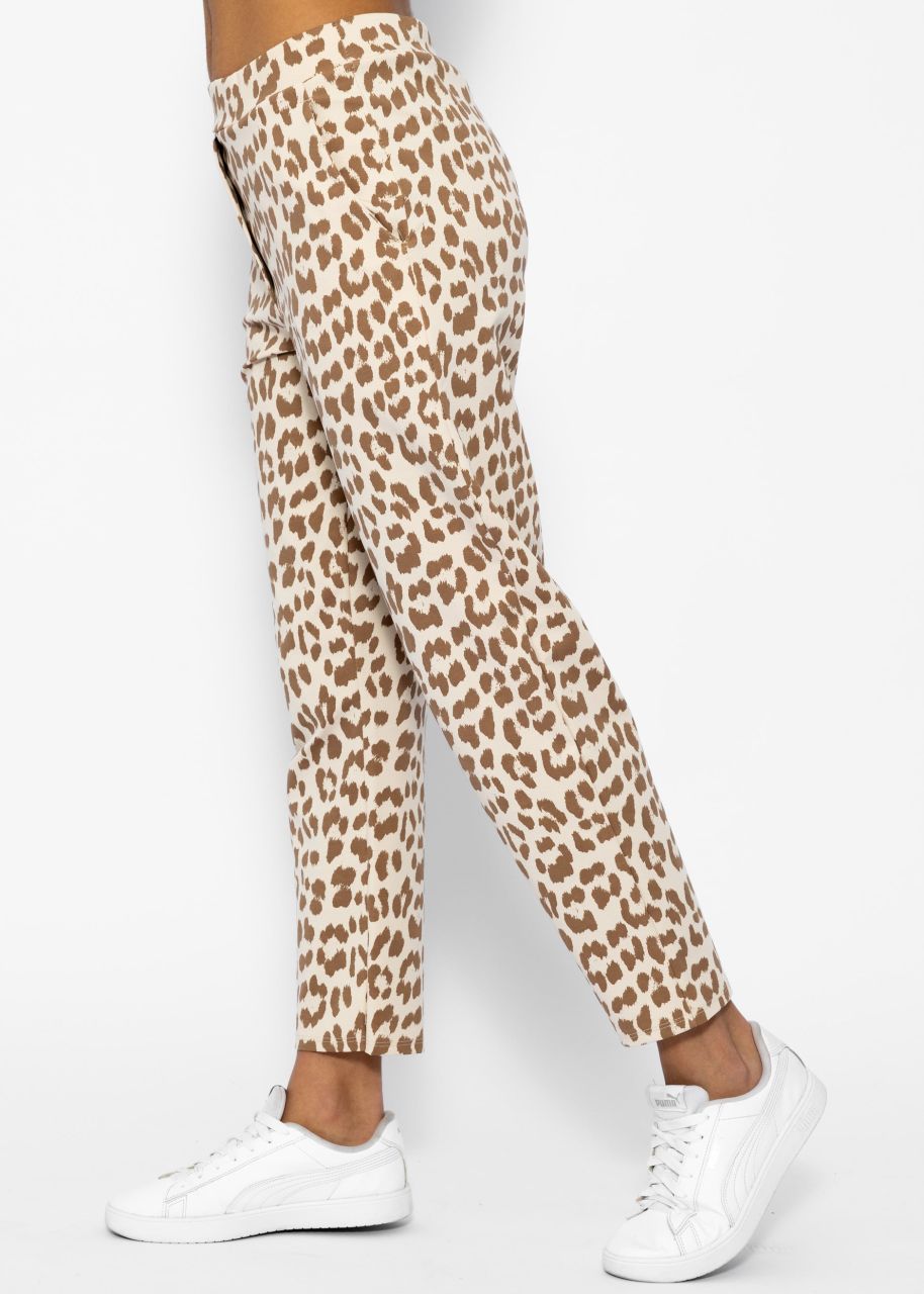 Jersey Chinos in Leo-Print - offwhite