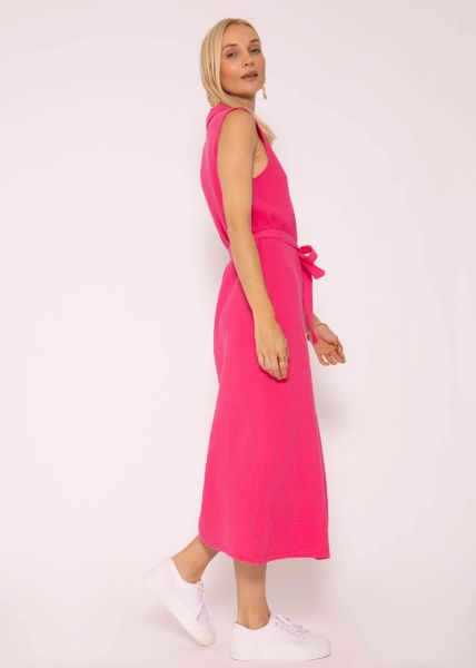 Langes, ärmelloses Musselin Kleid, hellpink