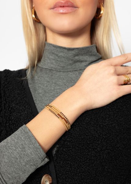 Perlenarmband - gold-braun