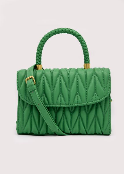 Handtasche mit geflochtenem Henkel, grün