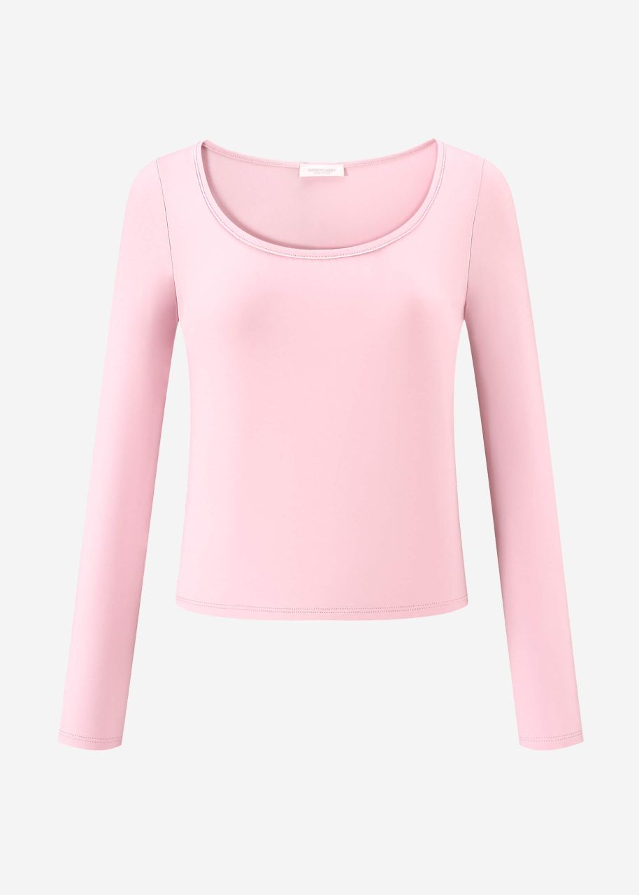 Langarmshirt mit Ausschnitt - rosa