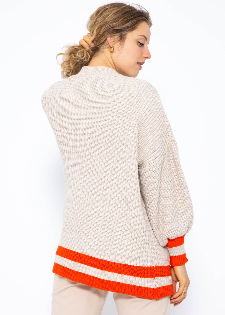 Soft Strick Cardigan mit Taschen - beige-orange