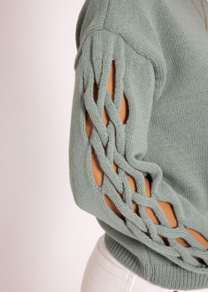 Pullover mit Netz-Muster, hellgrün