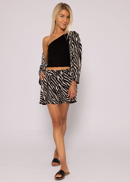 Shorts mit Zebra-Print, schwarz