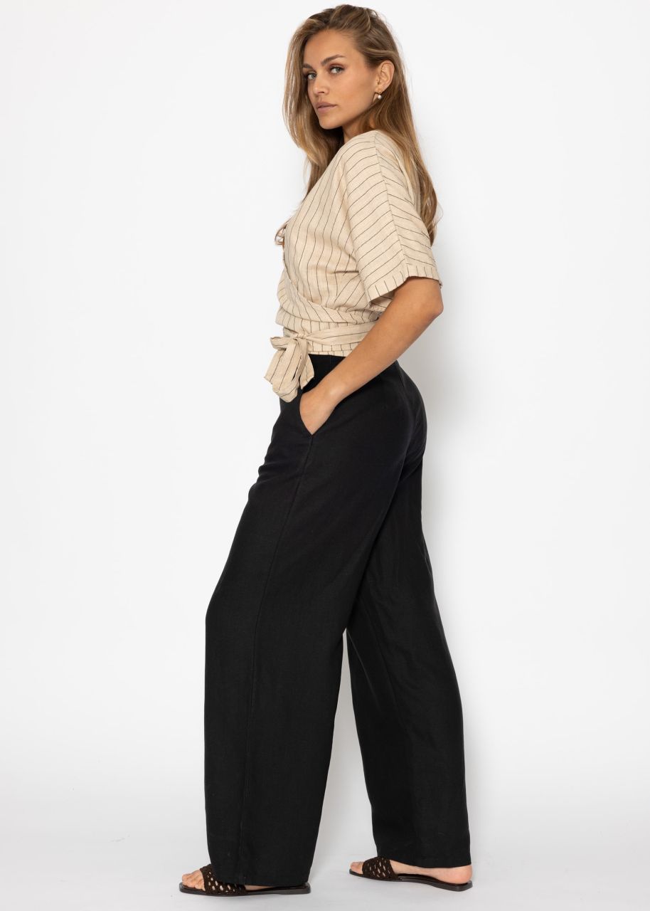 Leinen Hose mit geradem Bein - schwarz