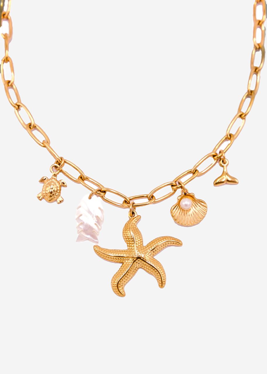 Halskette mit maritimen Charms - gold