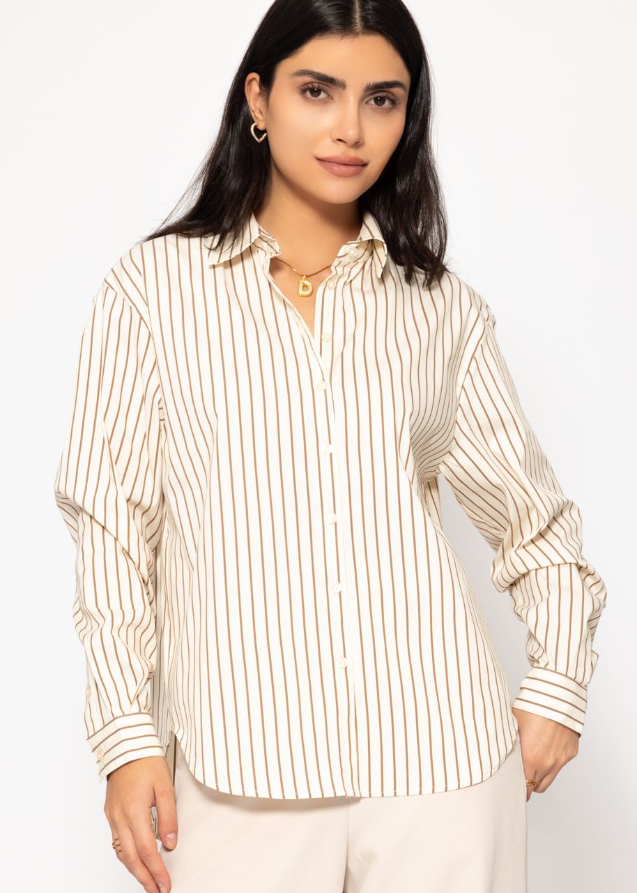 Gestreifte Hemdbluse - beige