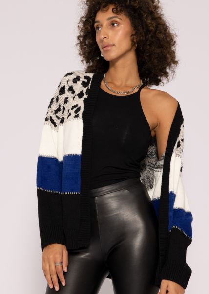 Leo-Cardigan, offwhite/royalblau/schwarz