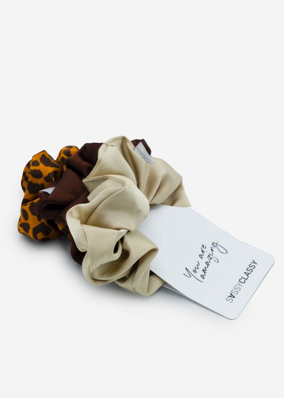 3er Set Scrunchies - leo-braun-champagner