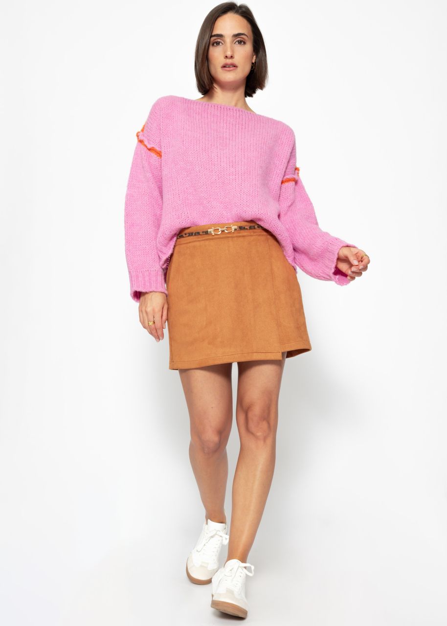 Pullover mit Kontrastnähten - pink