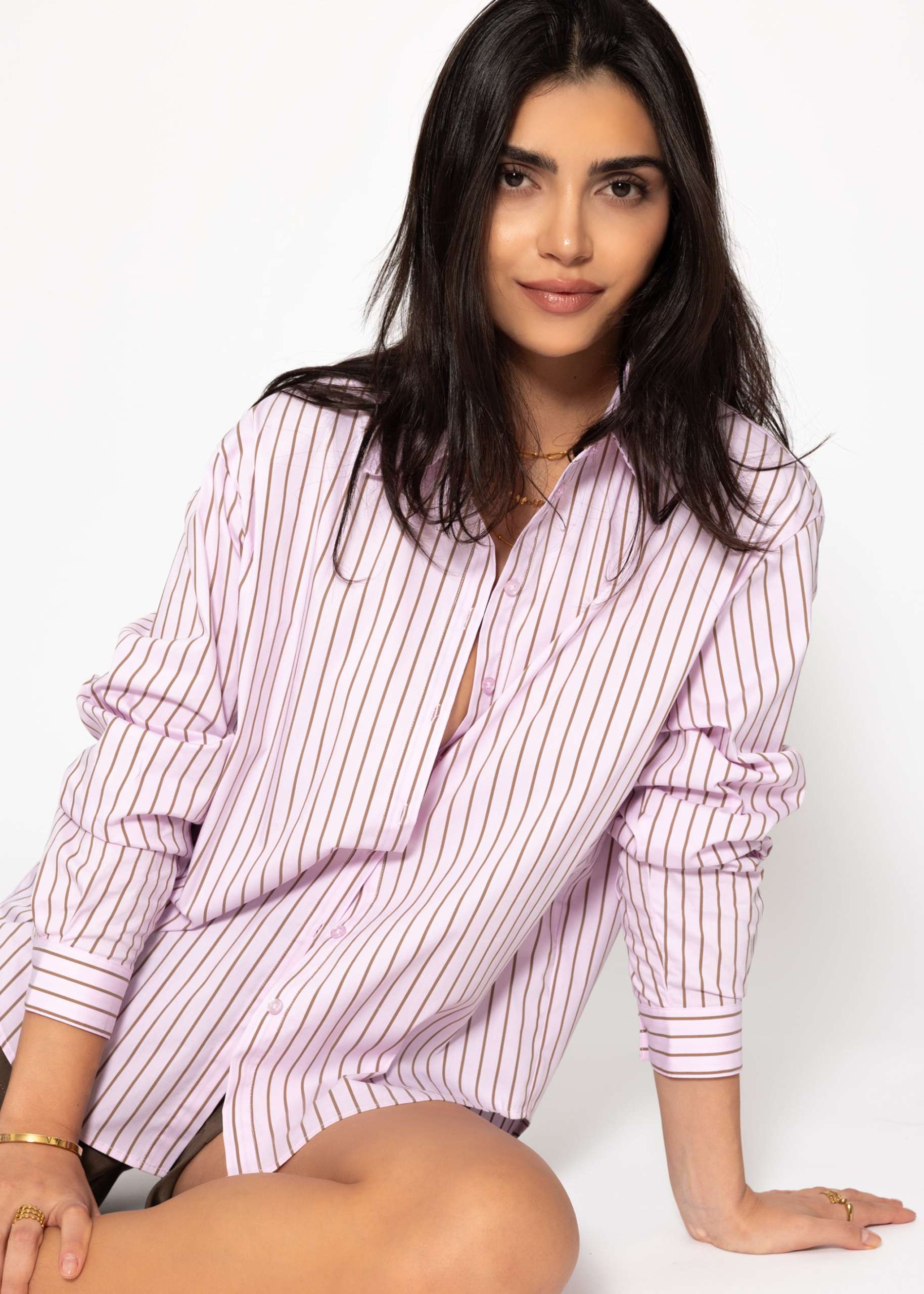 Gestreifte Hemdbluse - rosa